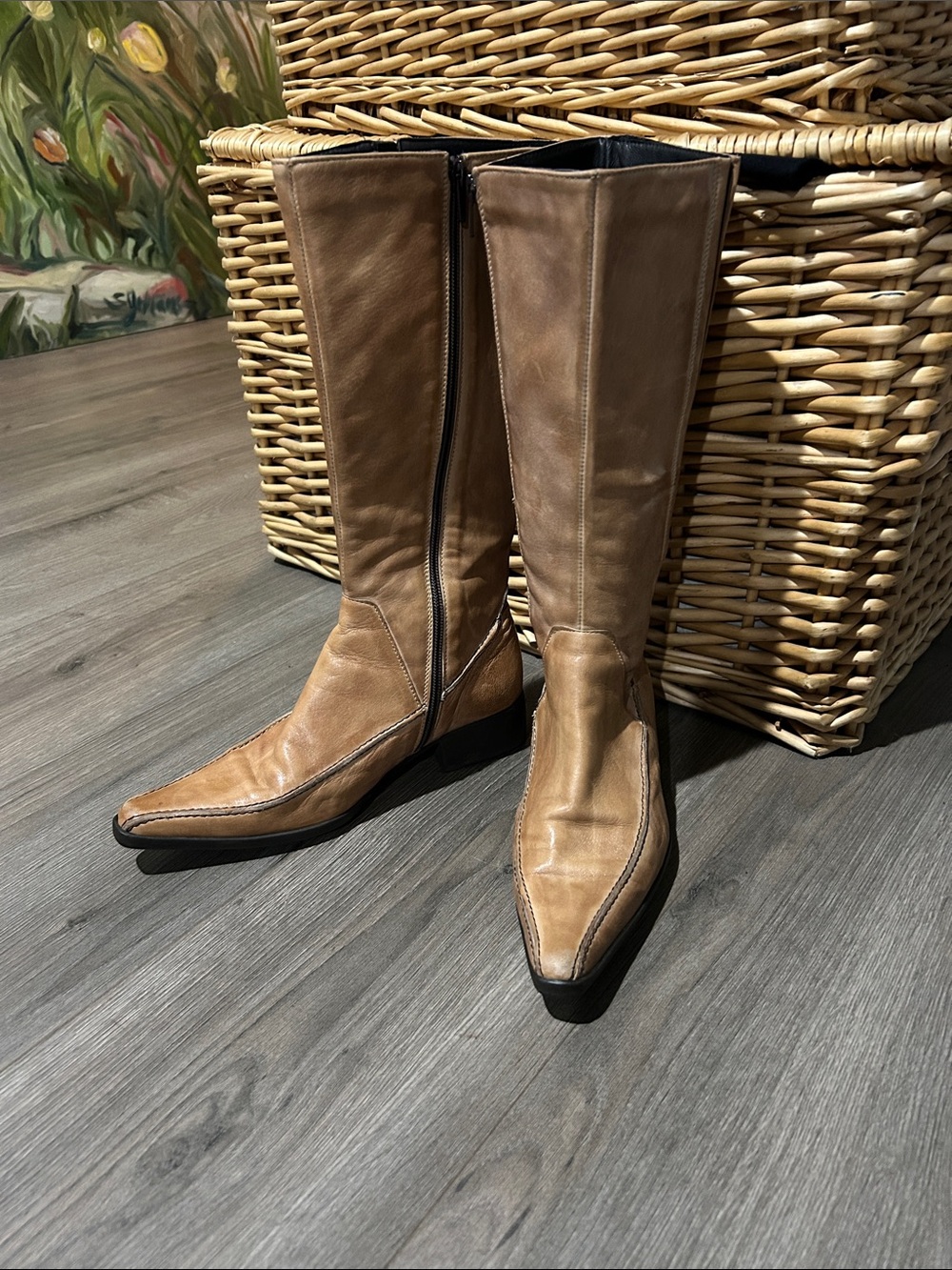 Emporio Italia Women’s Tan Leather Heeled Boots